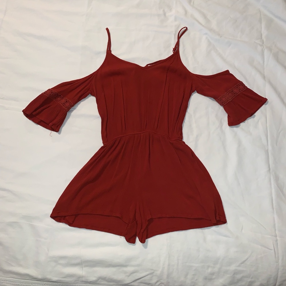 Burnt Orange Off-the-shoulder Romper